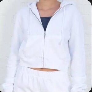 Brandy Melville Cream Zip-Up Hoodie